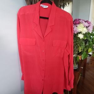 Women's BFA Classic Long Sleeve Button Down Blouse Red Size  3X